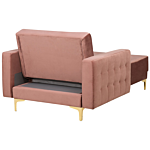 Chaise Lounge Pink Velvet Tufted Fabric Modern Living Room Reclining Day Bed Gold Legs Track Arms Beliani