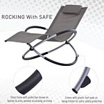 Outsunny Outdoor Orbital Lounger Zero Gravity Patio Chaise Foldable Rocking Chair W/ Pillow Grey