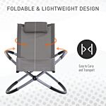 Outsunny Outdoor Orbital Lounger Zero Gravity Patio Chaise Foldable Rocking Chair W/ Pillow Grey