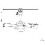 Ceiling Fan With Light Ventilator White Synthetic Material Metal 5 Blades Remote Control Minimalist Design Beliani