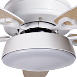 Ceiling Fan With Light Ventilator White Synthetic Material Metal 5 Blades Remote Control Minimalist Design Beliani