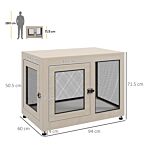 Pawhut 2-in-1 Dog Cage & Side Table, With Two Doors, Cushion, For Large Dogs