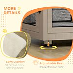 Pawhut 2-in-1 Dog Cage & Side Table, With Two Doors, Cushion, For Large Dogs