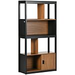 Homcom Modern 4-tier Bookshelf, Freestanding Bookcase With Storage Shelving And Closed Cabinet, For Living Room Home Office Study, Walnut Brown