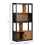 Homcom Modern 4-tier Bookshelf, Freestanding Bookcase With Storage Shelving And Closed Cabinet, For Living Room Home Office Study, Walnut Brown