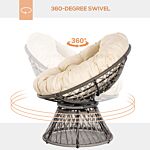 Outsunny 360° Swivel Rattan Chair Outdoor Wicker Chairs W/ Padded Cushion