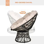 Outsunny 360° Swivel Rattan Chair Outdoor Wicker Chairs W/ Padded Cushion