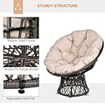 Outsunny 360° Swivel Rattan Chair Outdoor Wicker Chairs W/ Padded Cushion