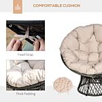 Outsunny 360° Swivel Rattan Chair Outdoor Wicker Chairs W/ Padded Cushion