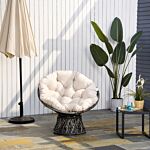 Outsunny 360° Swivel Rattan Chair Outdoor Wicker Chairs W/ Padded Cushion