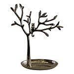 Silver Metal Tree With Cat Jewellery Stand