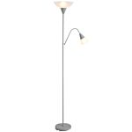 Homcom Modern Floor Reading Lamp 2 Adjustable Heads Light Steel Base Living Room Bedroom Office, 179.5cm