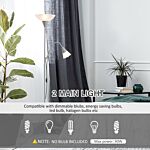 Homcom Modern Floor Reading Lamp 2 Adjustable Heads Light Steel Base Living Room Bedroom Office, 179.5cm