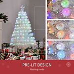 Homcom 4 Feet Prelit Artificial Christmas Tree With Fiber Optic Led Light, Holiday Home Xmas Decoration, White