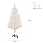 Homcom 4 Feet Prelit Artificial Christmas Tree With Fiber Optic Led Light, Holiday Home Xmas Decoration, White