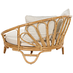 Garden Daybed Natural Rattan Wicker With 3 Beige Cushions Weather Resistant Boho Traditional Outdoor Patio Beliani