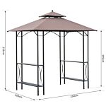 Outsunny 2.5 X 1.5m Bbq Tent Canopy Patio Outdoor Awning Gazebo Party Sun Shelter - Coffee