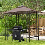 Outsunny 2.5 X 1.5m Bbq Tent Canopy Patio Outdoor Awning Gazebo Party Sun Shelter - Coffee