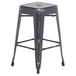 Set Of 2 Bar Stools Black With Gold Steel 60 Cm Stackable Counter Height Industrial Beliani