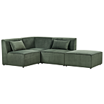 Modular Right Corner Sofa Dark Green Corduroy With Ottoman 3 Seater Sectional Sofa Modern Design Beliani