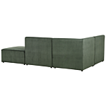 Modular Right Corner Sofa Dark Green Corduroy With Ottoman 3 Seater Sectional Sofa Modern Design Beliani