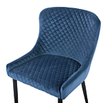 Set Of 2 Dining Chairs Blue Velvet Upholstered Quilted Beliani