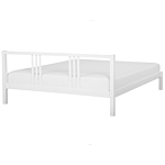 Bed Frame White Pine Wood Eu Super King Size 6ft Slatted Base Modern Beliani