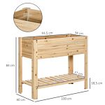 Outsunny Wooden Planter Raised Garden Plant Stand Outdoor Tall Flower Bed Box With Clapboard, Nature Wood Color 100 X 40 X 84cm