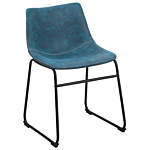 Set Of 2 Dining Chairs Blue Fabric Upholstery Black Legs Rustic Retro Style Beliani