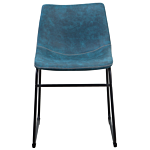 Set Of 2 Dining Chairs Blue Fabric Upholstery Black Legs Rustic Retro Style Beliani