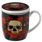 Porcelain Mug & Infuser Set - Skulls And Roses