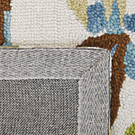 Area Rug Carpet Blue And Green Wool Leaves Motif 80x150 Cm Rustic Boho Beliani