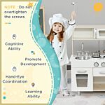 Homcom Kids Kitchen Playset Luxury Kitchen Accessories Set Pretend Cooking Set With Telephone Ice Machine, White