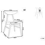 Set Of 2 Dining Chairs Dark Rubberwood Frame White Faux Leather Fabric Seat Armless Retro Design Beliani