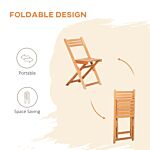 Outsunny 3 Piece Garden Bistro Set, Folding Outdoor Chairs And Table Set, Wooden Patio Dining Furniture For Poolside, Balcony, Teak