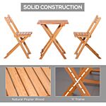 Outsunny 3 Piece Garden Bistro Set, Folding Outdoor Chairs And Table Set, Wooden Patio Dining Furniture For Poolside, Balcony, Teak