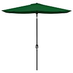 Outsunny Rectangular Outdoor Parasol Market Umbrella With Crank & Push Button Tilt, 6 Ribs, Aluminium Pole, 2 X 3(m), Green