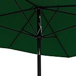 Outsunny Rectangular Outdoor Parasol Market Umbrella With Crank & Push Button Tilt, 6 Ribs, Aluminium Pole, 2 X 3(m), Green