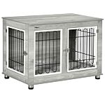 Pawhut Dog Crate Furniture Side End Table With Soft Washable Cushion, Indoor Dog Kennel With Wire Mesh, Large Top, For Medium And Large Dogs