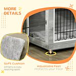 Pawhut Dog Crate Furniture Side End Table With Soft Washable Cushion, Indoor Dog Kennel With Wire Mesh, Large Top, For Medium And Large Dogs