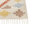 Kilim Area Rug Multicolour Cotton 200 X 300 Cm Low Pile Geometric Pattern With Tassels Rectangular Traditional Beliani