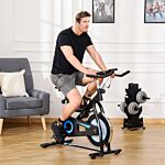 Homcom Stationary Exercise Bike, 8kg Flywheel Indoor Cycling Workout Fitness Bike, Adjustable Resistance Cardio Exercise Machine W/ Lcd Monitor Black