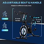 Homcom Stationary Exercise Bike, 8kg Flywheel Indoor Cycling Workout Fitness Bike, Adjustable Resistance Cardio Exercise Machine W/ Lcd Monitor Black