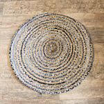 Round Jute And Recycle Denim Rug- 90 Cm