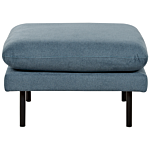 Ottoman Blue Fabric Pillow -top Square Footstool Metal Legs Glamour Style Beliani