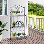 Outsunny Indoor Outdoor Freestanding 3-tier Garden Plant Stand Metal Flower Display Rack For Potted Plants Balcony Décor 44l X 25w X 96h Cm