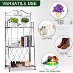 Outsunny Indoor Outdoor Freestanding 3-tier Garden Plant Stand Metal Flower Display Rack For Potted Plants Balcony Décor 44l X 25w X 96h Cm