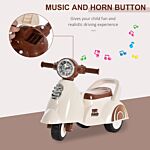 Homcom Toddlers Musical Plastic Push Tricycle White/brown