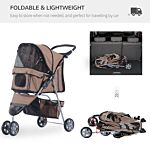 Pawhut Dog Pram Pet Travel Stroller Dog Pushchair W/three Wheels-coffee