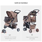 Pawhut Dog Pram Pet Travel Stroller Dog Pushchair W/three Wheels-coffee